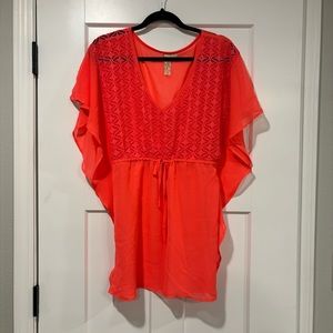 Monkey Swim bright orange shear swimsuit coverup size M